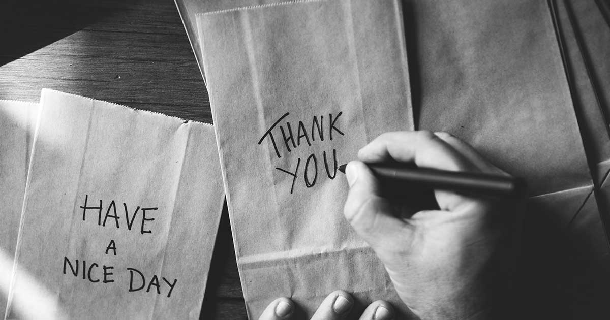 A handwritten Thank You note